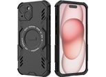 Custodia Magnetica Per Iphone 15, Paraurti Ibrido In Pc E Tpu, Prese D'aria Per La Dissipazione Del Calore Custodia Nera