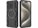 Custodia Magnetica Per Iphone 15 Pro Max, Paraurti Ibrido In Pc E Tpu, Prese D'aria Per La Dissipazione Del Calore Custodia Nera