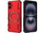 Custodia Magnetica Per Iphone 16 Plus, Paraurti Ibrido In Pc E Tpu, Prese D'aria Per La Dissipazione Del Calore Custodia Rossa