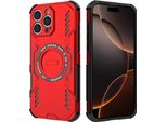 Custodia Magnetica Per Iphone 16 Pro Max, Paraurti Ibrido In Pc E Tpu, Prese D'aria Per La Dissipazione Del Calore Custodia Rossa