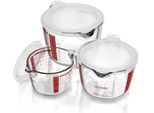 Set Di Caraffe Graduate Arendo 250 Ml, 500 Ml E 1000 Ml Con Coperchio, Vetro Borosilicato, Vetro, (Set, 3 Pezzi), Scala Precisa, Resistente Al Calore, Adatto Al Microonde, Utensili Da Cucina