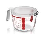Arendo Set Di Caraffe Graduate In Vetro Da 1 Litro Con Coperchio, Vetro Borosilicato, Lavabile In Lavastoviglie, Vetro, Scala Precisa, Resistente Al Calore, Adatto Al Microonde, 1000 Ml