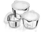 Set Di Caraffe Dosatrici Arendo 250 Ml, 500 Ml E 1000 Ml Con Coperchio, Vetro Borosilicato, Vetro, (Set, 3 Pezzi), Resistente Al Calore, Scala Precisa, Adatto Al Microonde, Caraffa Per Miscelare