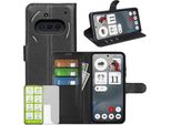Per Nulla Phone 3A Pelle Finta Libro Portafoglio Cellulare Caso Nero + 9H Vetro Duro