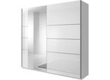 Armadio Ad Ante Scorrevoli Armadio Beta Bianco Con Specchio Lucido Dimensioni Selezionabili, 200 Cm