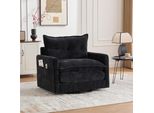 Lvhom Poltrona Girevole Con Cuscino Di Schienale, Poltrona Lounge Poltrona Rivestimento In Ciniglia, Poltrona Reclinabile Poltrona Ad Ala, Poltrona Tv Poltrona Tv, Nero