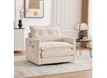 Lvhom Poltrona Girevole Con Cuscino Per Lo Schienale, Poltrona Lounge Con Rivestimento In Ciniglia, Poltrona Reclinabile Poltrona Ad Ala, Poltrona Tv Poltrona Tv, Beige
