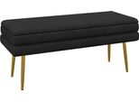 Homcom Panca, Panca Imbottita Con Vano Portaoggetti, Aspetto Vellutato, Panca Da Letto Con Gambe In Acciaio, Panca Per Scarpe, Panca Portaoggetti Per Soggiorno, Camera Da Letto, Nero, 100 X 37,5 X 42 Cm