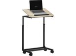 Homcom Tavolino A C, Tavolino Regolabile In Altezza Con Rotelle, Tavolino Per Divano E Laptop Per Stanze Piccole, Soggiorno, 55 X 36 X 62,5-82,5 Cm, Bianco