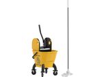 Homcom Carrello Per Pulizie Carrello Per Pulizie Con Secchio Da 26 Litri Con Pressa, Carrello Con Manico E Mop Per Pulizie Commerciali Giallo