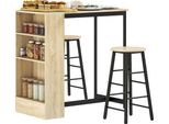 Homcom Set Di Tavoli Da Bar Tavolo Da Bar Con Set Di Sgabelli Da Bar Bancone Da Cucina Con 2 Sgabelli Da Bar E Poggiapiedi Tavolo Da Cucina Moderno Con 4 Ripiani Regolabili