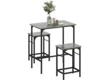 Homcom Set Di Tavoli Da Bar Tavolo Da Bar Con Sgabello Da Bar Tavolo Da Pranzo Con 2 Sedie Con Piedino Antiscivolo Tavolo Da Cucina Per Sala Da Pranzo, Cucina, Grigio