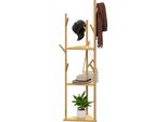 Homcom Appendiabiti, Appendiabiti Con 9 Ganci, 3 Livelli, Appendiabiti Per Cappelli, Vestiti, Ingresso, Corridoio, 45 X 45 X 170 Cm, Bambù, Natura