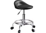 Homcom Sgabello Regolabile In Altezza Con Schienale Sgabello Girevole 59-75 Cm Sgabello Da Lavoro Sgabello Girevole A 360° Sgabello Per Ufficio Salone Massaggi Spa Nero