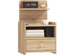 Homcom Comodino Con Cassetto, Tavolino, Comodino Con Ripiano Aperto, Scomparto, Cassettiera Per Camera Da Letto, Soggiorno, Legno Naturale
