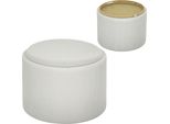 Homcom Sgabello Con Vano Portaoggetti Sgabello Con Coperchio, Poggiapiedi Rotondo Sgabello Imbottito Tavolino Da Caffè Con Aspetto A Corda 56 X 56 X 42 Cm Bianco Crema