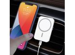 X16 Magsafe Car Air Outlet Mount Clamp Holder 15W Fast Charge Qi Magnetic Wireless Charger (Bianco)