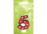 Amscan - Modello A Punti - Candele, 5° Compleanno - Cera SG35733 (Taglia Unica) (Rosso/Bianco)