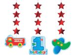 Creative Party - Ritaglio - Decorazione Da Appendere, 1° Compleanno 3-Pack - Foil SG36038 (Taglia Unica) (Rosso/Blu/Verde)