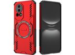 Custodia Magnetica Per Huawei Nova 12 / Nova 13, Paraurti Ibrido In Pc E Tpu, Fori Di Ventilazione Per La Dissipazione Del Calore Custodia Rossa