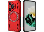 Custodia Magnetica Per Huawei Pura 70, Paraurti Ibrido In Pc E Tpu, Fori Di Ventilazione Per La Dissipazione Del Calore Custodia Rossa