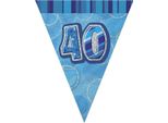 Unique Party - Glitter - Bandiere, Foil, 40° Compleanno SG24190 (Taglia Unica) (Blu)