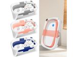 Aopunly Bagnetto Pieghevole Con Termometro E Cuscino Da Bagno - Bagnetto Pieghevole - Bagnetto Per Bambini - Rosa