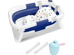 Aopunly Vaschetta Da Bagno Pieghevole Per Bambini Con Termometro E Cuscino Da Bagno - Vaschetta Da Bagno Pieghevole Per Bambini Da 60,5 Cm - Grigio