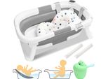 Tolletour Vaschetta Da Bagno Pieghevole Per Bambini Con Termometro E Cuscino Da Bagno - Vaschetta Da Bagno Pieghevole Per Bambini Da 60,5 Cm - Grigio