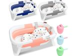 Clanmacy Bagnetto Pieghevole Con Termometro E Cuscino Da Bagno - Bagnetto Pieghevole - Bagnetto Per Bambini - Rosa