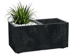3.10 Sierra Case Vaso Da Fiori In Plastica Effetto Cemento - Ca. 57X29X29 Cm - Vaso Per Piante Con 2 Scomparti (Piccolo)