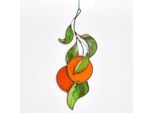 Vetro Colorato Con Ramo Arancione Di Avalglass, 24 Cm, Fatto A Mano, Decorazione Per Finestra A Forma Di Acchiappasole