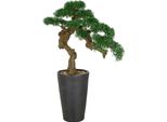 Pianta Artificiale Di Cedro Bonsai 80X60 Cm Verde In Vaso Di Magnesia Nero 22X34,5 Cm Con Ghiaia Resistente Ai Raggi Uv
