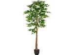 Ficus Benjamina 180Cm Pianta Artificiale Con 840 Foglie In Vaso Di Plastica 18X16,5Cm, Resistente Ai Raggi Uv