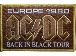 Ac/Dc - Toppa Da Stirare "Europe 1980 Back In Black Tour"" RO13684 (Taglia Unica) (Marrone/Oro)"
