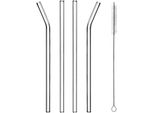 Set Di Cannucce Kadax In Vetro Borosilicato, 20 Cm, 4 Pezzi + Pulitore
