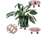 Kadax Supporto Rotondo In Legno Con Rotelle Per Vasi Da Fiori