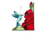 Quadro Da Finestra Avalglass Colibrì Con Ibisco In Vetro Colorato, 24X18 Cm, Stile Tiffany, Fatto A Mano, Angolo Della Finestra Da Appendere