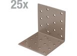 Alberts 821760 Staffa Per Lamiera Forata Duravis®, Beige Perlato Duplex Ral 1035, Dimensioni 80 X 80 X 80 Mm, Set Di 25 Pezzi