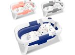 Jayseuw Bagnetto Pieghevole Con Termometro E Cuscino Da Bagno - Bagnetto Pieghevole - Bagnetto Per Bambini - Grigio