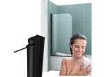 Silla | Cabina Doccia - 70X140 Cm - Schermo Pieghevole - Schermo Doccia Per Vasca Da Bagno - Nero - Accessorio Per Vasca Da Bagno
