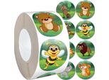 Edibazzar | Adesivi Animali Colorati Giungla In Rotolo 500 Pezzi Fai Da Te Per Bambini