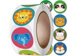 Edibazzar | Adesivi Colorati In Rotolo 500 Pz. Animali Selvatici Fai Da Te Per Bambini