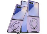 Custodia A Doppio Strato Per Samsung Galaxy Z Flip7, Con Copertura Scorrevole Della Fotocamera E Supporto Ad Anello Magnetico Viola