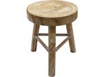 2.03 Sgabello In Legno Naturale Con 3 Gambe - Circa 35 X 29 Cm - Supporto In Legno Massiccio