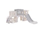 Lvhom Scivolo Per Bambini Parco Giochi 6 In 1, Scivolo Per Bambini Con Canestro, Scivolo Da Giardino, Grigio