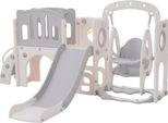 Scivolo Per Bambini Lvhom 7 In 1 Con Altalene, Scivolo Per Bambini Con Canestro, Scivolo Da Giardino Con Torre Gioco, Grigio