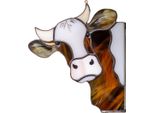 Mucca Da Quadro Per Finestra Avalglass In Vetro Colorato, 21 Cm, Realizzata A Mano In Stile Tiffany, Decorazione Ludica Per Finestra