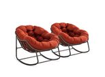 Lvhom Sedia A Dondolo Da Giardino Con Cuscino, 2 Pz. Sedie In Rattan Con Struttura In Acciaio, Sedia A Dondolo Lounge, Poltrona Per Balcone, Arancione