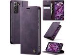 Custodia In Pelle Per Samsung Galaxy S22+ 5G, Protezione Rfid, Chiusura Magnetica, Slot Per Carte E Funzione Stand Viola